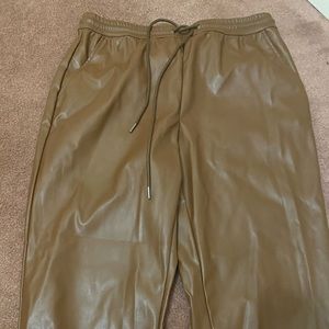 Brown Faux Leather Joggers size M